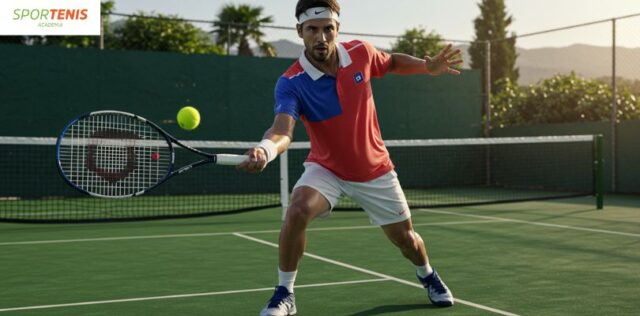 Tenista chileno entrenando con ropa técnica de verano
